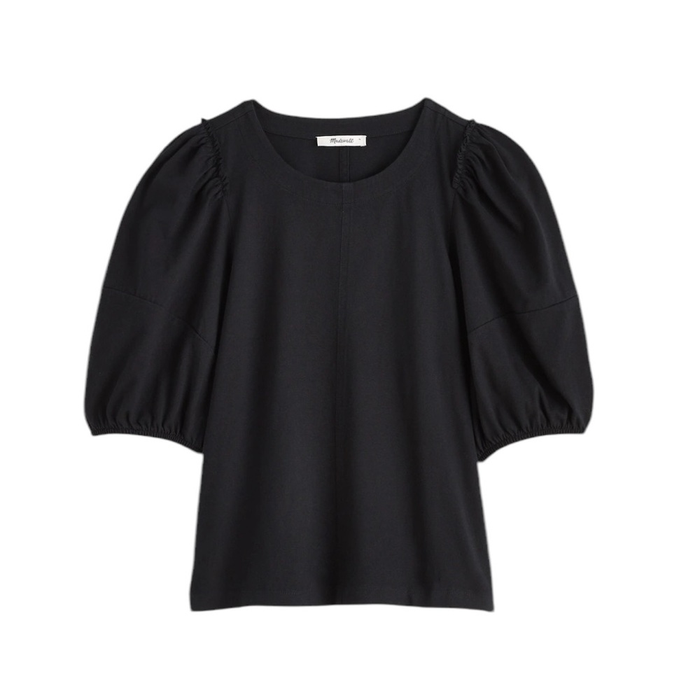 Madewell Short Puff-Sleeve Tee in Jet Black